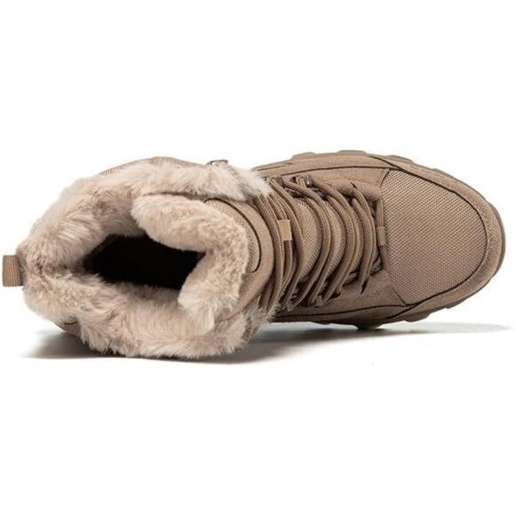 Men\'s Winter Snow Boots Waterproof Fur Lined Anti Slip Ankle Boots, Brown main image 5